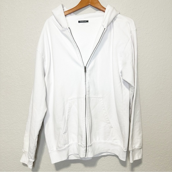 TALENTLESS Heavyweight White Women’s Hoodie Zipper Sweater Size Large - Picture 1 of 7